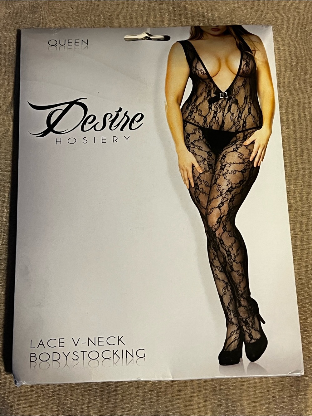 Desire Lace V-Neck Black Bodystocking by Que